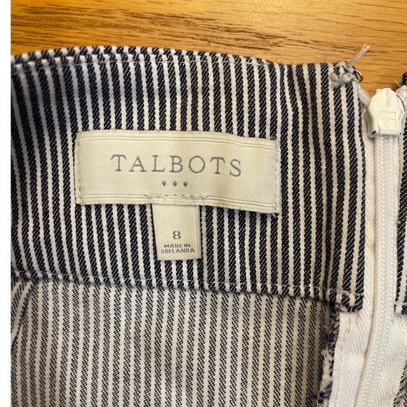 Talbots Striped Skirt Women's Size 8 Navy Blue White Career Casual - Picture 2 of 6